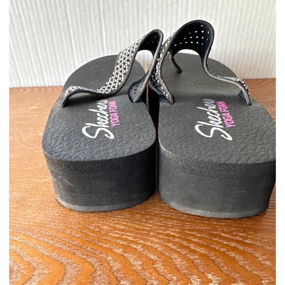 Skechers Women Slip On Thong Wedge Sandals Black  Sz 10 sku 2775 - Picture 10 of 12